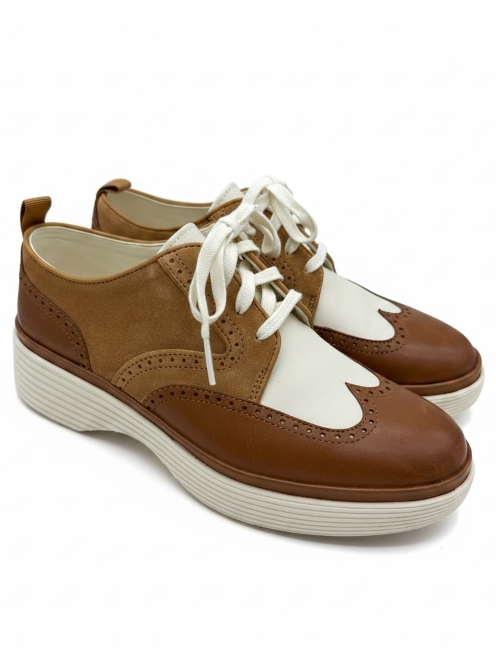 Cole Haan Brown and White Leather & Suede Wingtip Oxfords